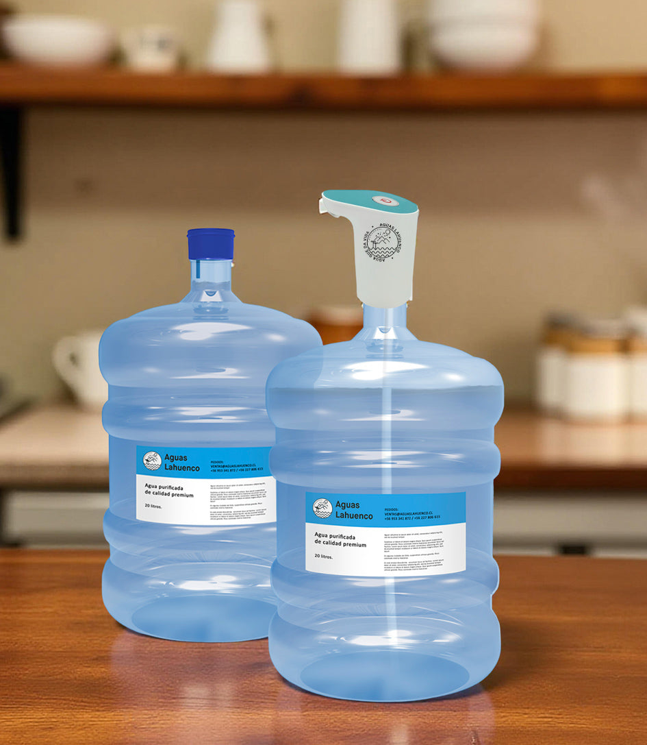 KIT DE BIENVENIDA BOMBA USB + 2 BIDONES 20 LITROS AGUA PURIFICADA