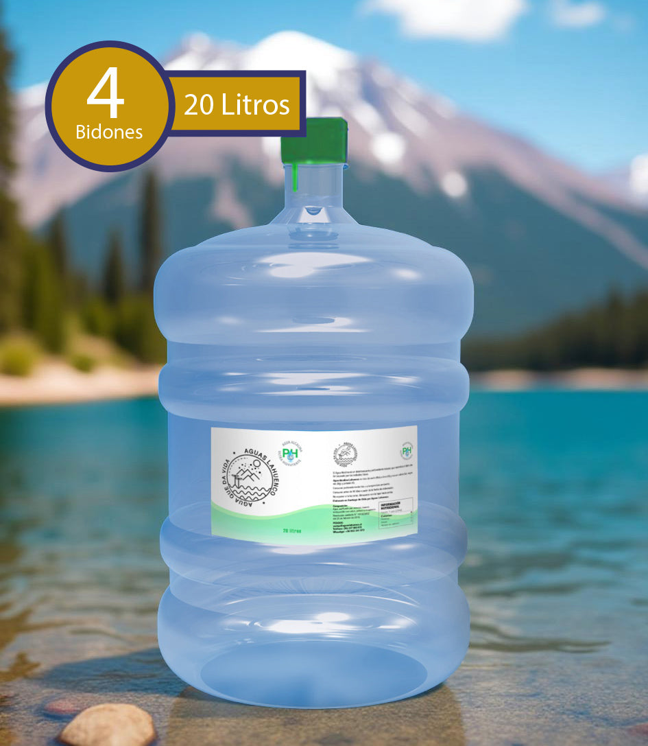 PROMOCIÓN RECARGA 4 BIDONES 20 LITROS RETORNABLE AGUA ALCALINA