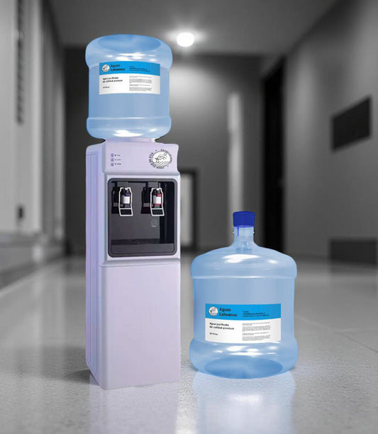 KIT DE BIENVENIDA DISPENSADOR ELÉCTRICO DE PEDESTAL CON COMPRESOR + 2 BIDONES 12 LITROS AGUA PURIFICADA