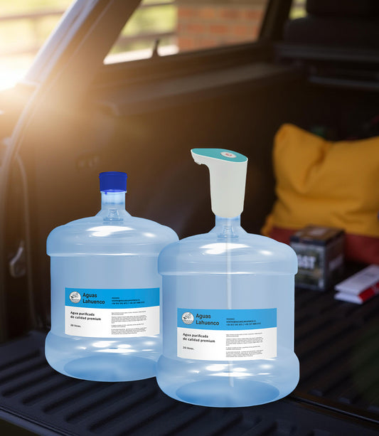 KIT DE BIENVENIDA BOMBA USB + 2 BIDONES 12 LITROS AGUA PURIFICADA
