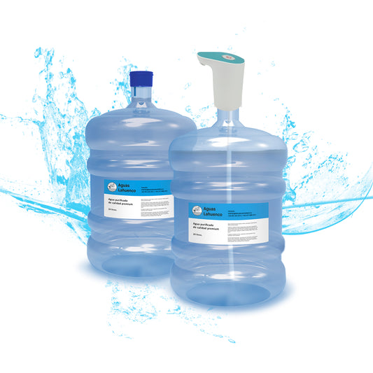 KIT DE BIENVENIDA BOMBA USB + 2 BIDONES 20 LITROS AGUA PURIFICADA