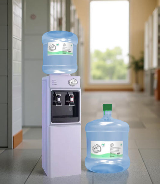 KIT DE BIENVENIDA DISPENSADOR ELÉCTRICO DE PEDESTAL CON COMPRESOR + 2 BIDONES 12 LITROS AGUA ALCALINA