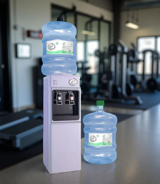 KIT DE BIENVENIDA DISPENSADOR ELÉCTRICO DE PEDESTAL CON COMPRESOR + 2 BIDONES 20 LITROS AGUA ALCALINA