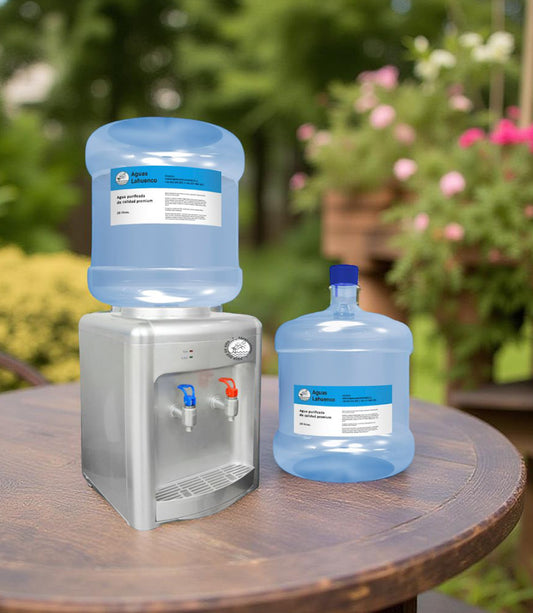 KIT DE BIENVENIDA DISPENSADOR ELÉCTRICO DE SOBREMESA CON VENTILADOR + 2 BIDONES 12 LITROS AGUA PURIFICADA