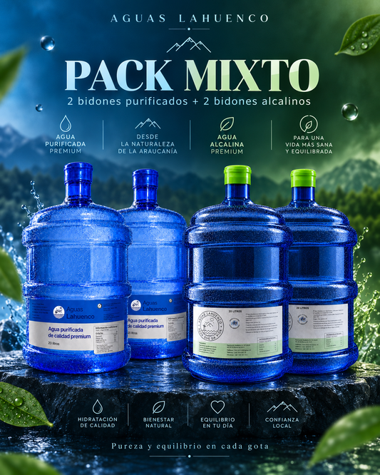 PROMOCIÓN RECARGA 2 BIDONES 20 LITROS RETORNABLE AGUA PURIFICADA + 2 BIDONES 20 LITROS RETORNABLE AGUA ALCALINA