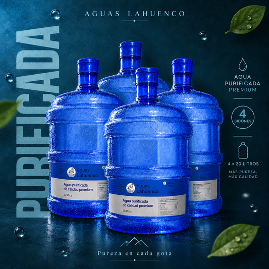 PROMOCIÓN RECARGA 4 BIDONES 20 LITROS RETORNABLE AGUA PURIFICADA
